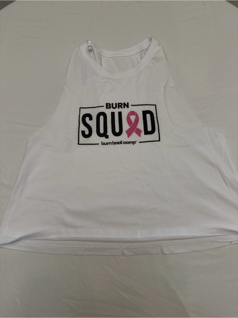 Women’s White Burn Squad Graphic Tank with Pink Ribbon